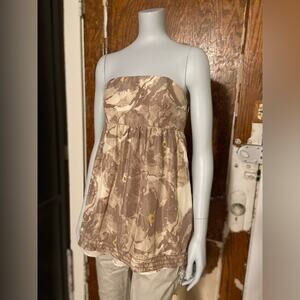 BANANA REPUBLIC Beige Silk Strapless Babydoll Top sz 4